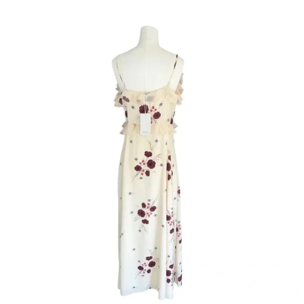 JOIE NWT Joie Cassiel Floral 100% Silk Ruffle Maxi Dress in Size 10 - Picture 4 of 10